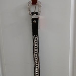 Black and Silver Belt with Rhinestones Size Small